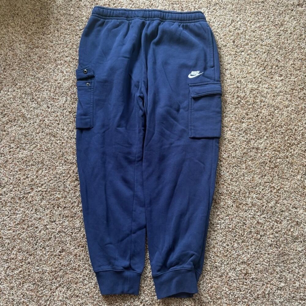 Nike Sportswear Club Fleece Pants Women's XL Blue Logo Swoosh Joggers Pockets